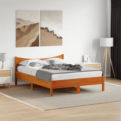 vidaXL Letto senza Materasso Marrone Cera 140x190 cm in Legno di Pino