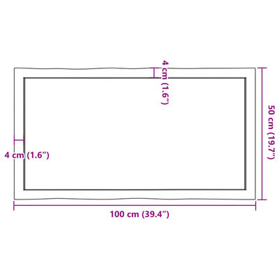 vidaXL Piano per Tavolo 100x50x(2-6) cm Rovere Non Trattato Bordi Vivi