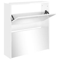 vidaXL Scarpiera con Specchio a 2 Livelli Bianco lucido 63x17x67 cm