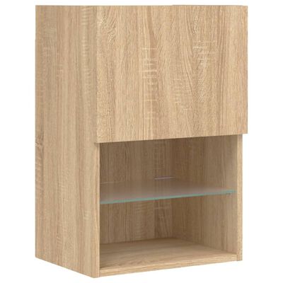 vidaXL Mobili TV a Muro con LED 4pz Rovere Sonoma Legno Multistrato