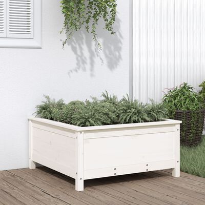 vidaXL Fioriera da Giardino Bianca 82,5x82,5x39cm Legno Massello Pino