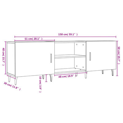 vidaXL Mobile Porta TV Bianco 150x30x50 cm in Legno Multistrato