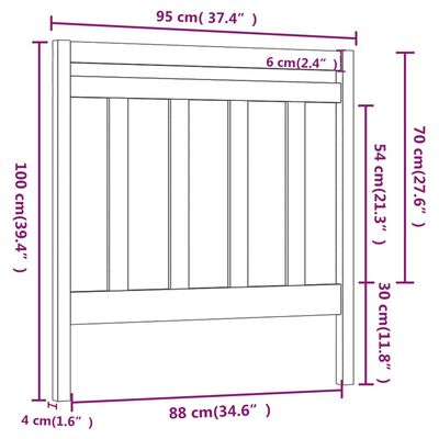 vidaXL Testiera per Letto Bianca 95x4x100 cm in Legno Massello di Pino