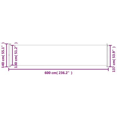 vidaXL Tenda Laterale Retrattile per Patio 140x600 cm Grigio