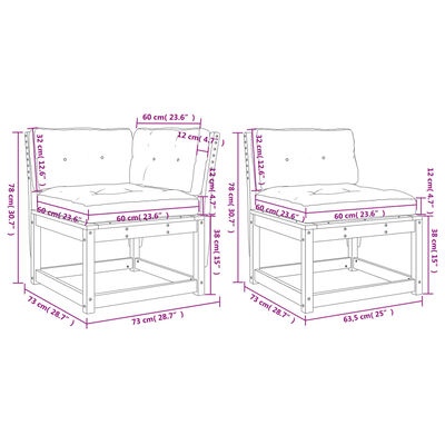 vidaXL Set Divani Giardino 6 pz con Cuscini in Legno Massello di Pino