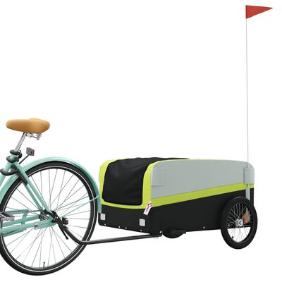 vidaXL Rimorchio da Bici Nero e Verde 45 kg in Ferro