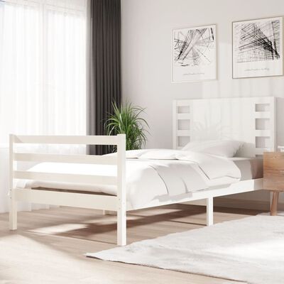 vidaXL Giroletto senza Materasso Bianco 90x200 cm Legno Massello Pino