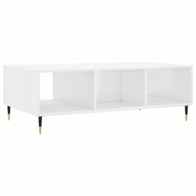 vidaXL Tavolino da Salotto Bianco Lucido 104x60x35cm Legno Multistrato