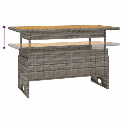 vidaXL Tavolo Giardino Grigio 100x50x43/63 Massello Acacia Polyrattan