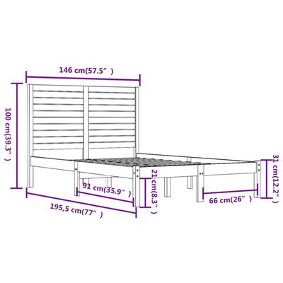 vidaXL Giroletto Nero in Legno Massello 140x190 cm