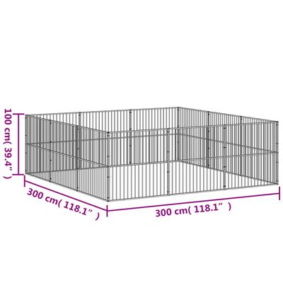 vidaXL Box per Cani 12 Pannelli Nero Acciaio Zincato