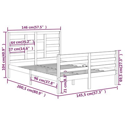 vidaXL Giroletto senza Materasso Ambrato in Legno Massello 140x200 cm