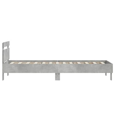 vidaXL Giroletto e Testiera Grigio Cemento 90x190 cm Legno Multistrato