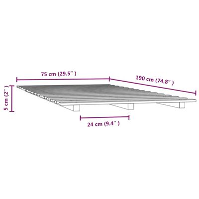 vidaXL Giroletto senza Materasso 75x190 cm in Legno Massello di Pino