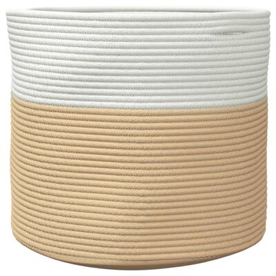 vidaXL Cestino Portaoggetti Beige e Bianco Ø40x35 cm in Cotone