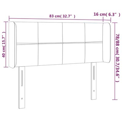 vidaXL Testiera a LED Crema 83x16x78/88 cm in Tessuto