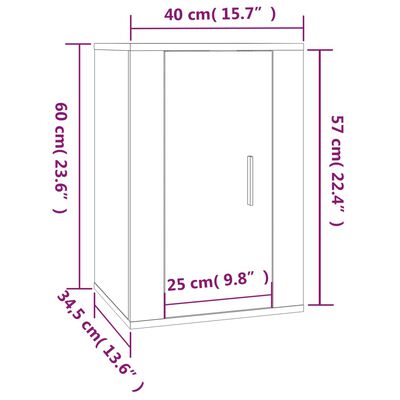 vidaXL Mobili Porta TV a Parete 2 pz Rovere Sonoma 40x34,5x60 cm