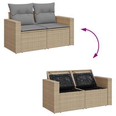 vidaXL Set Divano da Giardino 13 pz con Cuscini Beige Misto Polyrattan