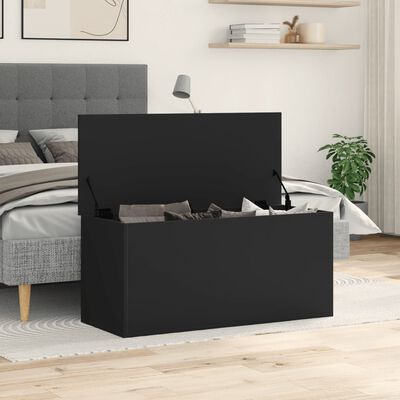 vidaXL Contenitore Portaoggetti Nero 100x42x46 cm Legno Multistrato