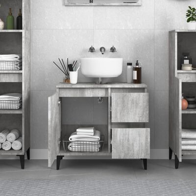 vidaXL Armadietto da Bagno Grigio Cemento 65x33x60cm Legno Multistrato