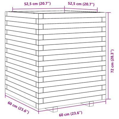 vidaXL Fioriera da Giardino 60x60x72 cm in Legno di Pino Impregnato