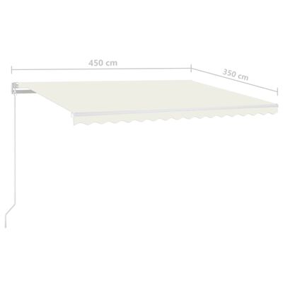 vidaXL Tenda da Sole Retrattile Manuale LED 450x350 cm Crema