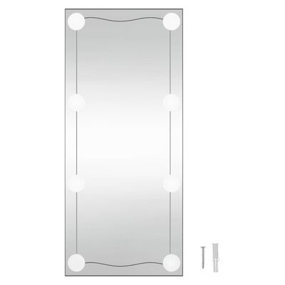 vidaXL Specchio da Parete con Luci LED 50x100 cm Vetro Rettangolare