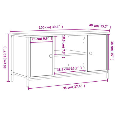 vidaXL Mobile Porta TV Rovere Marrone 100x40x50 cm Legno Multistrato