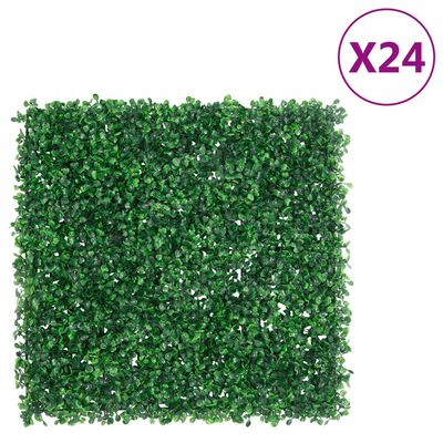 vidaXL Recinzione Foglie Arbusti Artificiali 24 pz Verde 50x50 cm