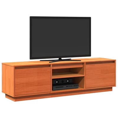 vidaXL Mobile TV Marrone Cera 140x35x40 cm in Legno Massello di Pino