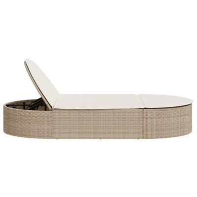 vidaXL Lettino Prendisole con Cuscini Beige in Polyrattan