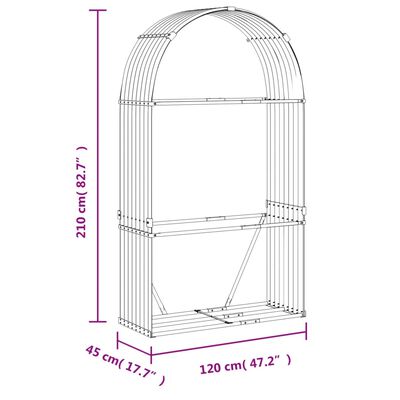 vidaXL Portaceppi Marrone Chiaro 120x45x210 cm in Acciaio Zincato