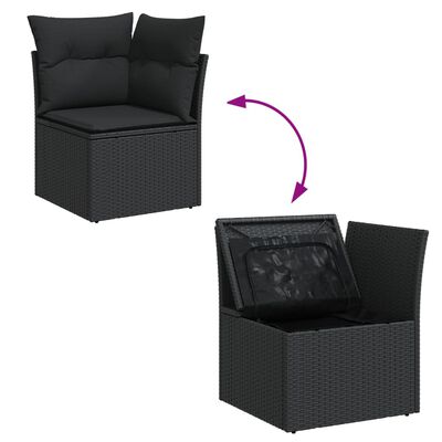 vidaXL Set Divani da Giardino 4 pz con Cuscini Nero in Polyrattan