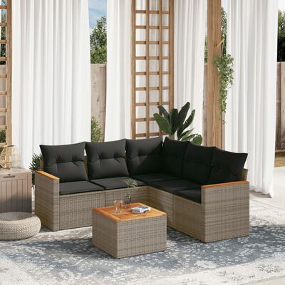 vidaXL Set Divano da Giardino 6 pz con Cuscini Grigio in Polyrattan