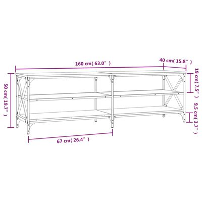 vidaXL Mobile Porta TV Rovere Sonoma 160x40x50 cm in Legno Multistrato