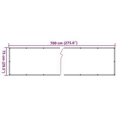 vidaXL Paravento da Balcone Grigio 700x75 cm in PVC