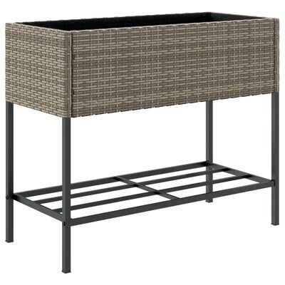 vidaXL Fioriere Giardino con Ripiani 2pz Grigie 90x40x75cm Polyrattan