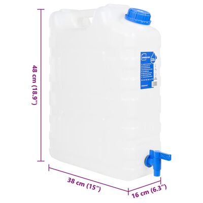 vidaXL Contenitore Acqua con Rubinetto Trasparente 20 L in Plastica