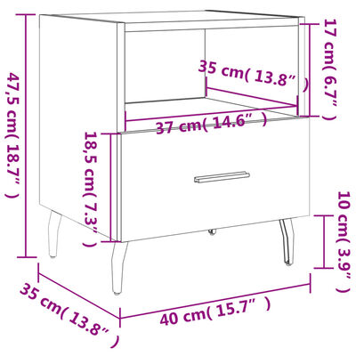 vidaXL Comodini 2 pz Neri 40x35x47,5 cm in Legno Multistrato