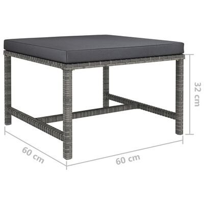 vidaXL Set Divani da Giardino 3 pz con Cuscini in Polyrattan Grigio