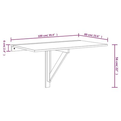 vidaXL Tavolino Muro Pieghevole Bianco Lucido 100x60x56 cm Multistrato