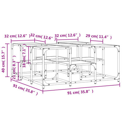 vidaXL Tavolino da Salotto Nero 91x91x40 cm in Legno Multistrato