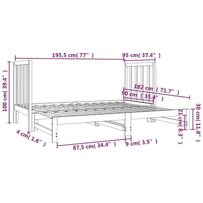 vidaXL Dormeuse Estraibile Bianca 2x(90x190) cm Legno Massello di Pino