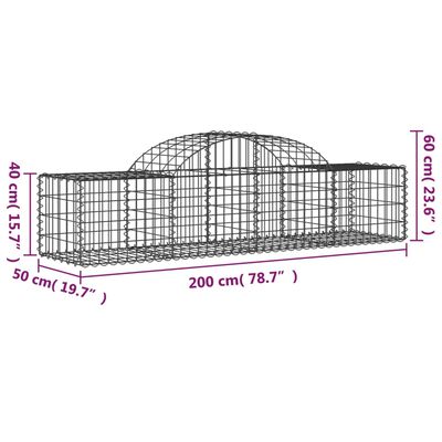 vidaXL Cesti Gabbioni ad Arco 12 pz 200x50x40/60 cm Ferro Zincato