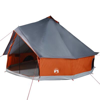 vidaXL Tenda Familiare Tipi 6 Persone Grigia e Arancione Impermeabile