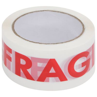 vidaXL Nastro da Imballaggio 12pz Stampa FRAGILE Bianco 48 mm x 66 m