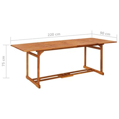 vidaXL Set da Pranzo da Giardino 9 pz 220x90x75 cm Massello di Acacia