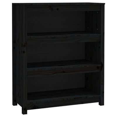 vidaXL Libreria Nera 80x35x97 cm in Legno Massello di Pino