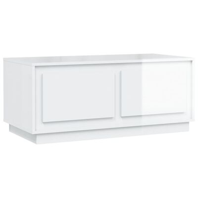 vidaXL Tavolino da Salotto Bianco Lucido 102x50x44cm Legno Multistrato