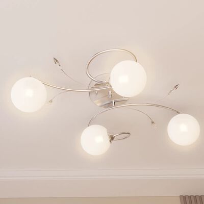 vidaXL Lampada Soffitto con Paralumi Tondi in Vetro per 4 Luci LED G9